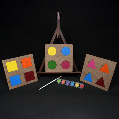 Oyna, Boya, Öğren Ahşap Şekil Bölme ve Tamamlama Seti