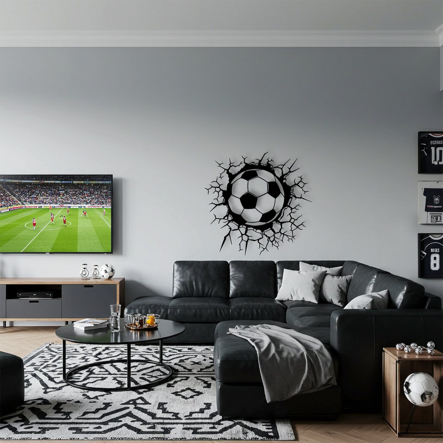 Futbol Topu Temalı Ahşap Duvar Tablosu