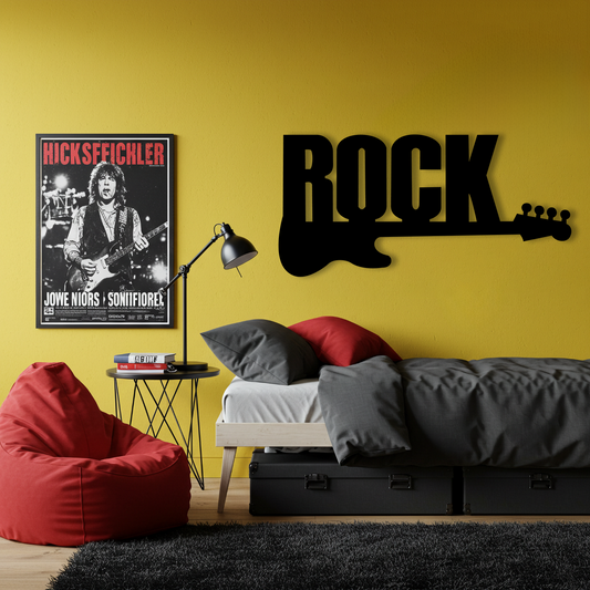 Rock'n Roll Temalı Ahşap Duvar Tablosu