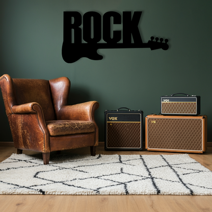 Rock'n Roll Temalı Ahşap Duvar Tablosu