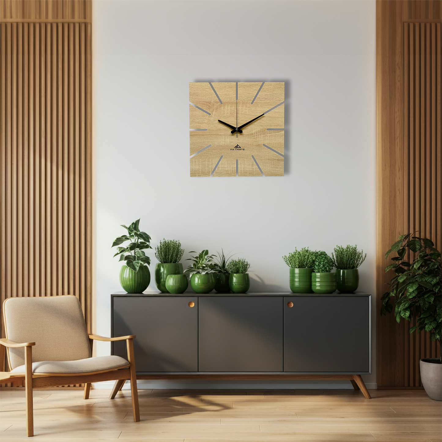 Minimal Line Ahşap Duvar Saati