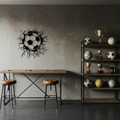 Futbol Topu Temalı Ahşap Duvar Tablosu
