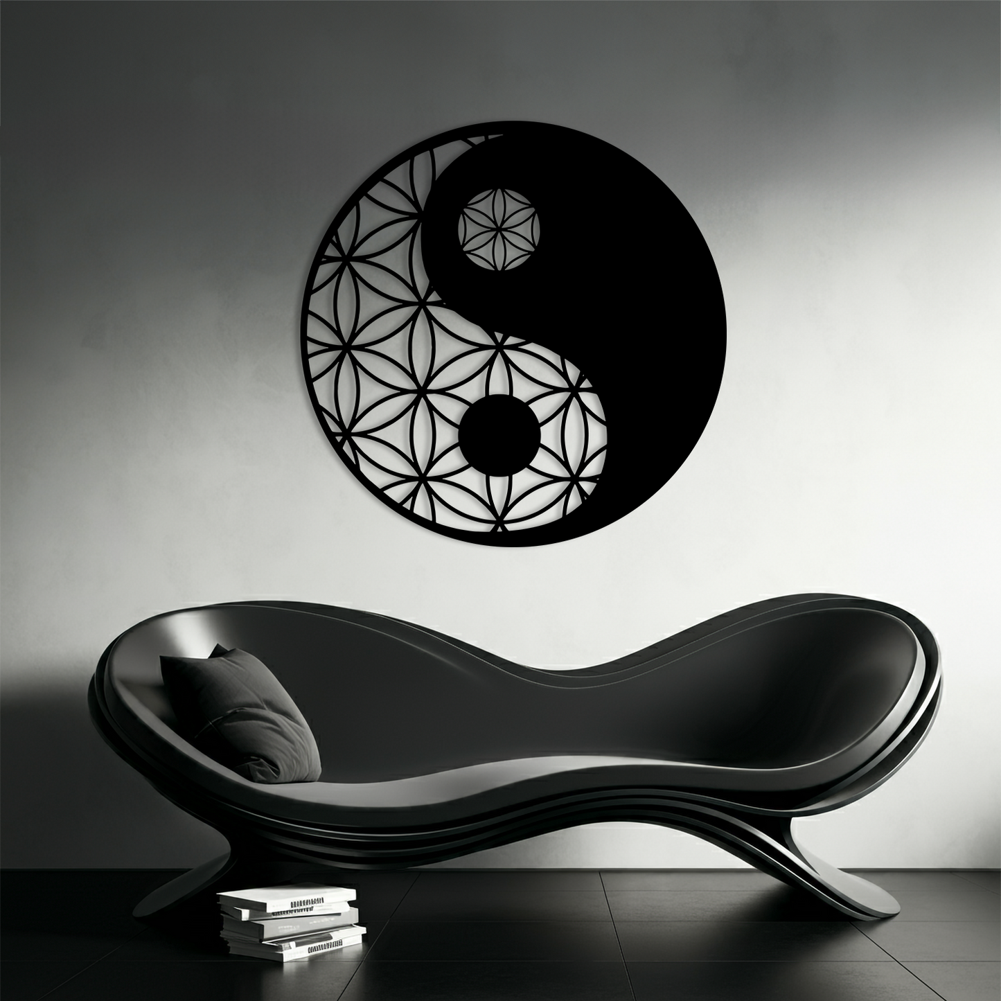 Yin ve Yang Temalı Ahşap Duvar Tablosu