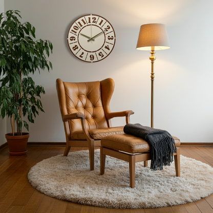 Retro Elegance Ahşap Duvar Saati