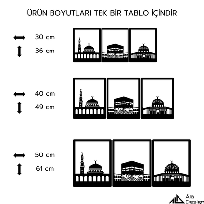 Üç Mescid Temalı Ahşap Duvar Tablosu