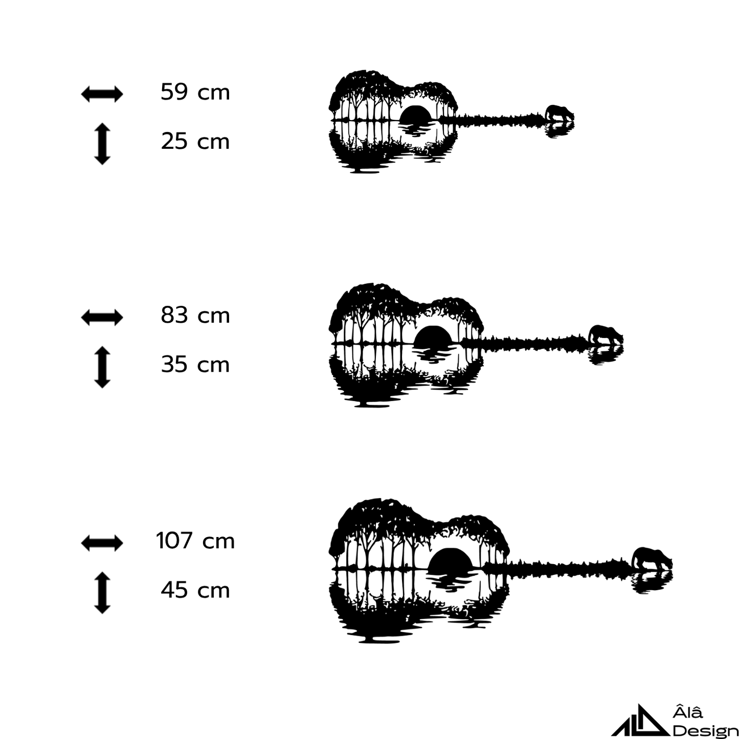 Gün Batımı Gitar Temalı Ahşap Duvar Tablosu